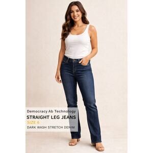 Democracy Ab Technology Jeans Size 6 Dark Wash Straight Leg Stretch Denim Womens